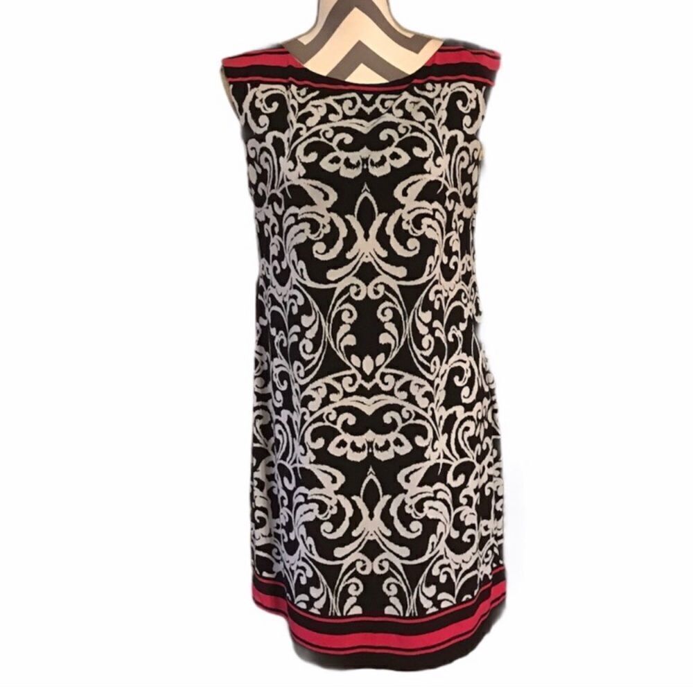 Jessica Howard MEDIUM Sleeveless Dress Black White Pink